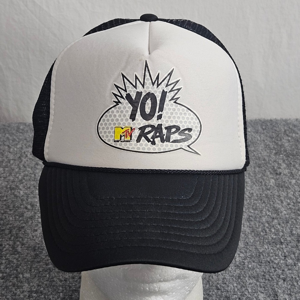 Vintage Yo! MTV Raps Trucker Hat Black White Snapback Music Cap 90s Nostalgia